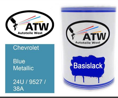Chevrolet, Blue Metallic, 24U / 9527 / 38A: 500ml Lackdose, von ATW Autoteile West.